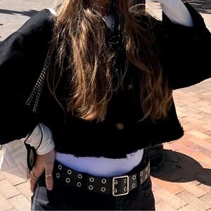 Black Cropped Jean Jacket